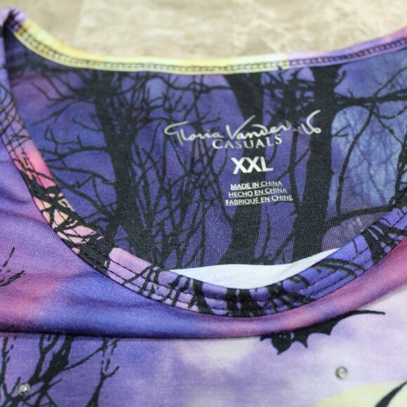 Gloria Vanderbilt Casuals Women's XXL Halloween Pumpkin Top Purple - Picture 4 of 12